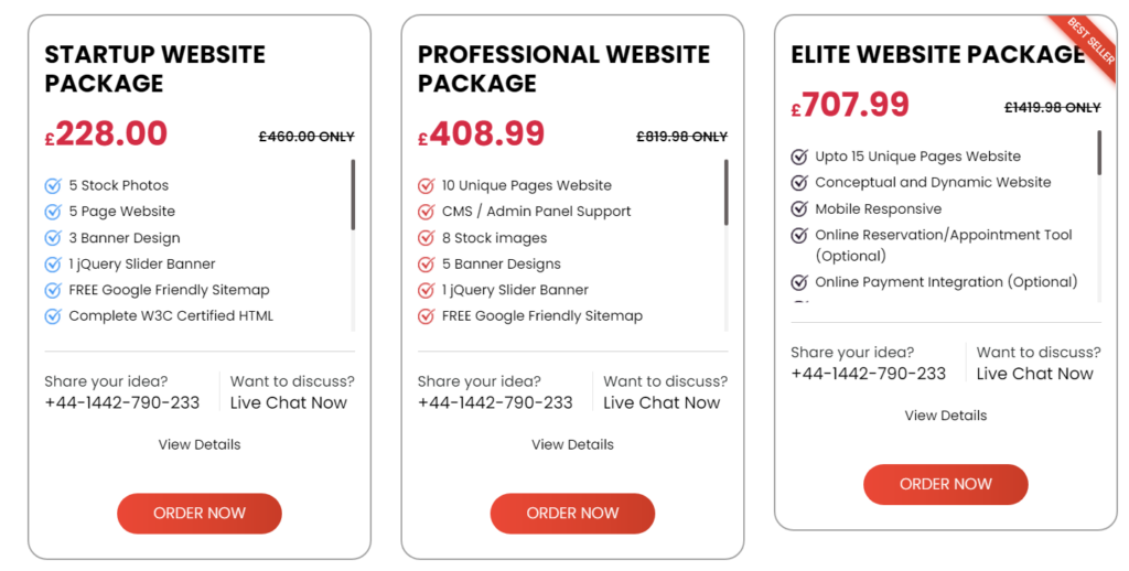 Professional Web design's pricing for E-Commerce